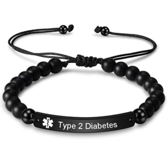 Natural Stone Beaded Medical Alert ID Bracelet - Picture 1 of 7